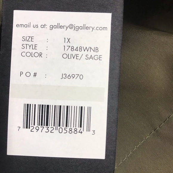 Gallery Woman Olive-Sage Water Repellent Trench Coat Jacket Size 1X - Picture 11 of 12